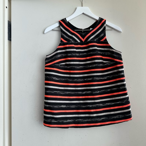 Anthro HD in Paris Black Orange Striped Tank Top - Picture 2 of 7
